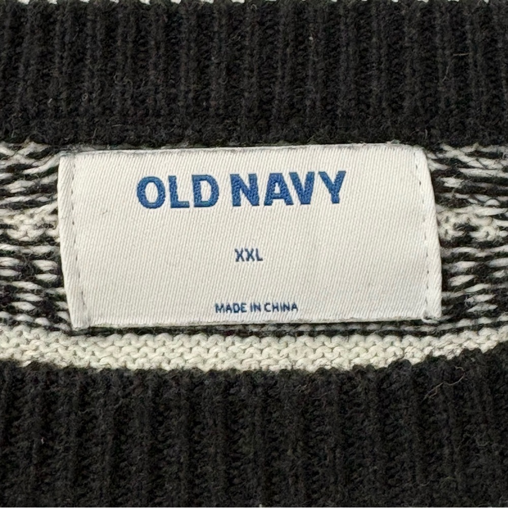 Old Navy Black Fair Isle Cotton Blend Holiday Sweater Sz XXL - Picture 3 of 5